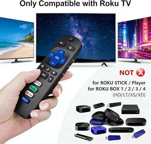 حزمة من 2 جهاز تحكم عن بعد بديل عالمي لتلفزيون Roku، سهل الاستخدام، إشارة ثابتة، لا يتطلب إعداد، متوافق مع أجهزة التلفزيون الذكية التي تدعم Roku (ليس للعصا أو الصندوق) in Saudi Arabia