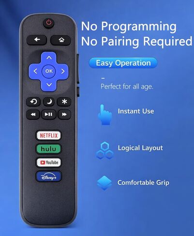 حزمة من 2 جهاز تحكم عن بعد بديل عالمي لتلفزيون Roku، سهل الاستخدام، إشارة ثابتة، لا يتطلب إعداد، متوافق مع أجهزة التلفزيون الذكية التي تدعم Roku (ليس للعصا أو الصندوق) in Saudi Arabia