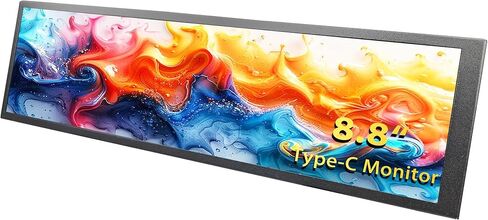 شاشة عرض شريطية تعمل باللمس مقاس 8.8 بوصة، بدقة 1920 × 480 بكسل، وشاشة لمس محمولة تعمل باللمس بهيكل معدني IPS مع منفذ USB-C. متوافق مع Raspberry Pi، وشاشة الكمبيوتر المحمول Aida64، وإحصائيات وحدة معالجة الرسومات/وحدة المعالجة المركزية، وشاشة صغيرة لحافظة  in Kuwait