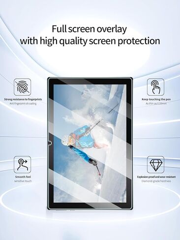 واقي شاشة لجهاز HDTABLET CP20S Android 15 Tablet 10 بوصة، مضاد للخدش 9H صلابة اللمس الحساسة 2.5D حواف مستديرة خالية من الفقاعات سهلة التركيب، عبوتان. in Kuwait