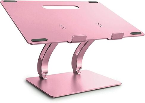 Adjustable Laptop Stand, Recliner Aluminum Laptop Stand Ventilated Laptop Riser Mount with Non-Slip Silicone Collapsible Ergonomic Compatible with 11'' -17'' Tablets MacBook IPad(Champagne Gold) in Saudi Arabia