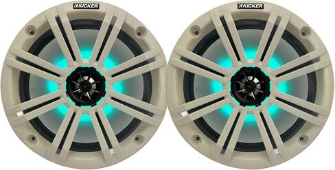 مكبرات صوت كيكر 8 بوصة 300 وات بحد أقصى للطاقة البحرية OEM بديلة RGB متعددة الألوان LED محورية (زوج) مع شبكات بيضاء in Kuwait