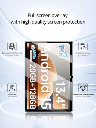 واقي شاشة لجهاز Teclast T65 Android 15 13 بوصة، مضاد للخدش 9H حساس للمس، حواف مستديرة 2.5D خالية من الفقاعات، سهل التركيب، عبوتان. in Kuwait