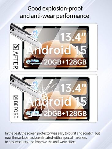 واقي شاشة لجهاز Teclast T65 Android 15 13 بوصة، مضاد للخدش 9H حساس للمس، حواف مستديرة 2.5D خالية من الفقاعات، سهل التركيب، عبوتان. in Kuwait