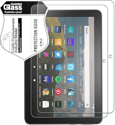 قطعتان من واقي الشاشة لجهاز Fire HD 8 وFire HD 8 Plus اللوحي الجديد مقاس 8 بوصات (الجيل الثاني عشر/العاشر - إصدار 2022/2020) من الزجاج المقسى، متوافقة مع أقلام اللمس، مقاومة للغاية، صديقة للحافظة in Saudi Arabia
