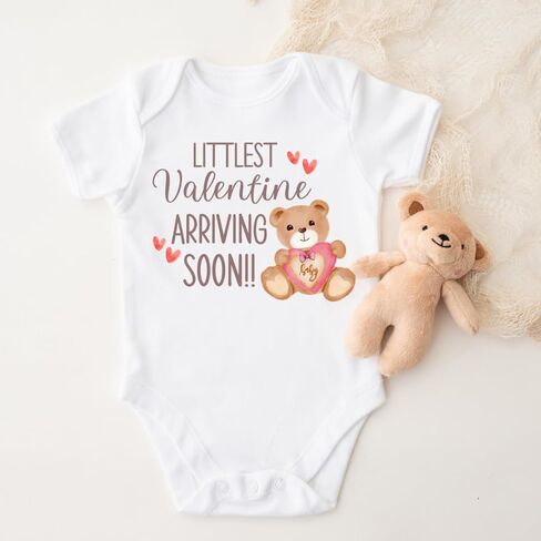 Littlest Valentine Arriving Soon Valentines Day Baby Announcement Onesie. Pregnancy Announcement to Family, Husband, Grandparents. Surprise Valentine 2024 Baby Reveal Gift ideas. in Saudi Arabia