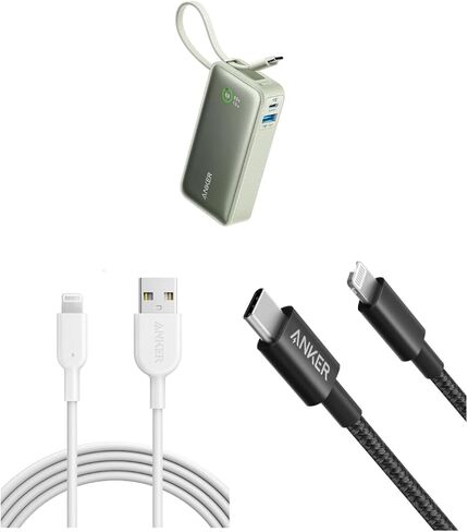 كابل شحن سريع من Anker iPhone - سلك USB-C من النايلون بطول 6 أقدام إلى سلك Lightning وكابل ANKER Powerline II Lightning، [معتمد من MFi بطول 6 أقدام] سلك USB للشحن/المزامنة وشاحن محمول Anker iPhone 15، Nano Pow in Kuwait