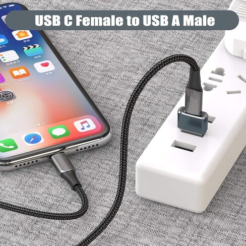 USB C Female to A Male Adapter Bundle with Type C to Lightning Charger Cable, Compatible with iPhone 11 12 Mini Pro Max,X XS XR SE 2020, Airpods 3,iPad 8 8th Generation 10.2 (2 Adapters and 1 Cable) in Kuwait