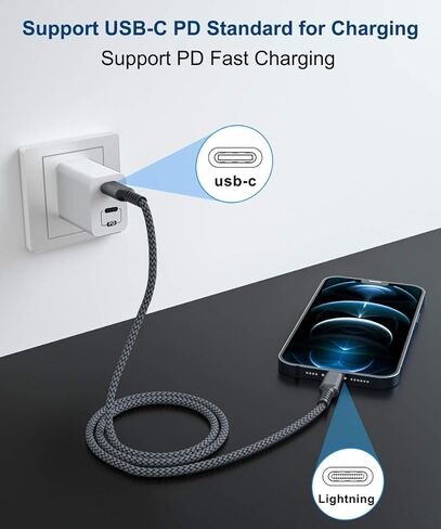 USB C Female to A Male Adapter Bundle with Type C to Lightning Charger Cable, Compatible with iPhone 11 12 Mini Pro Max,X XS XR SE 2020, Airpods 3,iPad 8 8th Generation 10.2 (2 Adapters and 1 Cable) in Kuwait