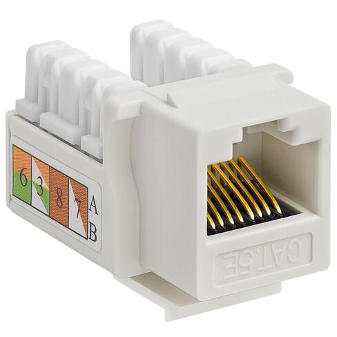 مقبس Cat5e Keystone 25 حزمة - موصلات RJ45 Punch Down Keystone، متوافقة مع كابل إيثرنت Cat5e/Cat5 - أبيض، مقابس الشبكة للوحات الحائط، ولوحات التصحيح، وصناديق التثبيت السطحية in Kuwait