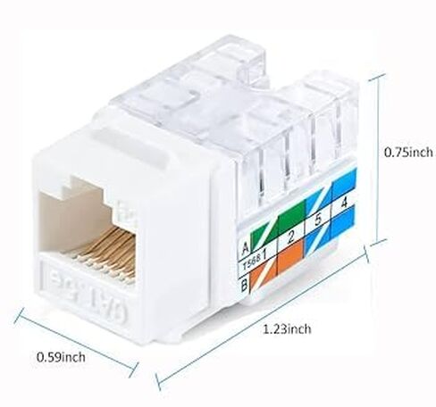 مقبس Cat5e Keystone 25 حزمة - موصلات RJ45 Punch Down Keystone، متوافقة مع كابل إيثرنت Cat5e/Cat5 - أبيض، مقابس الشبكة للوحات الحائط، ولوحات التصحيح، وصناديق التثبيت السطحية in Kuwait