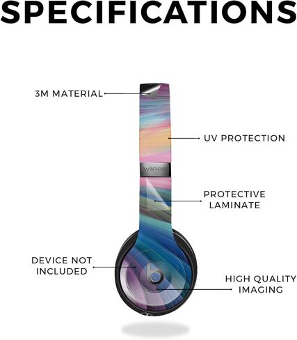 غلاف متوافق مع Beats Solo 4 - Rainbow Waves - غطاء لاصق واقٍ من الفينيل الفاخر 3M - سهل الاستخدام | صُنع في الولايات المتحدة الأمريكية بواسطة MightySkins in Saudi Arabia