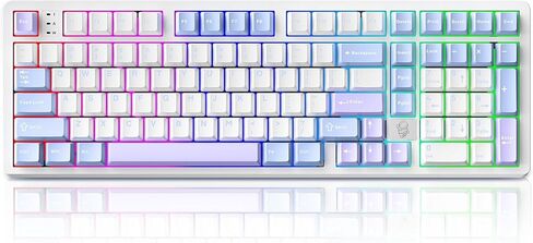 لوحة مفاتيح ميكانيكية LEOBOG HI98، لوحة مفاتيح سلكية للألعاب باللون الكريمي مع هيكل حشية مريح، لوحات مفاتيح RGB مخصصة قابلة للتبديل السريع لأجهزة Win/Mac/Android/Gamer - أرجواني، مفتاح Star Vector in Kuwait