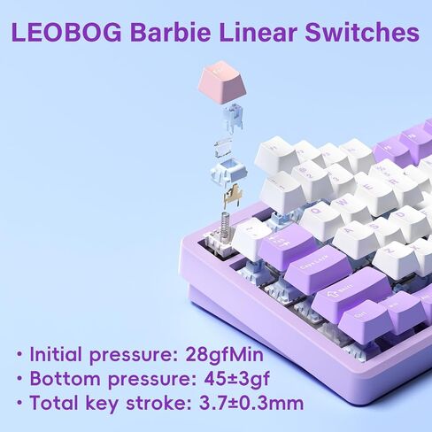 لوحة مفاتيح ميكانيكية LEOBOG HI98، لوحة مفاتيح سلكية للألعاب باللون الكريمي مع هيكل حشية مريح، لوحات مفاتيح RGB مخصصة قابلة للتبديل السريع لأجهزة Win/Mac/Android/Gamer - أرجواني، مفتاح Star Vector in Kuwait