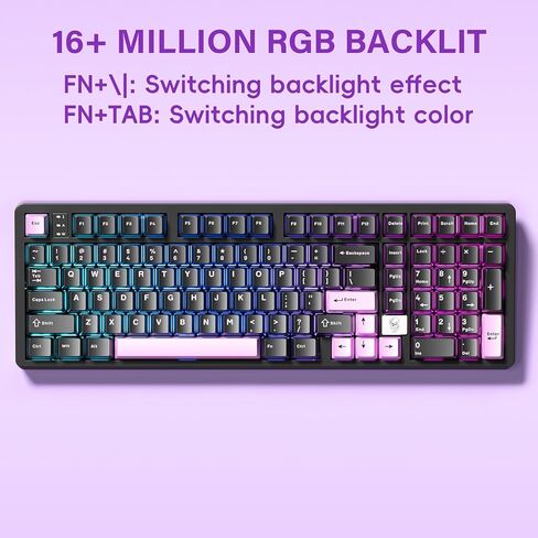 لوحة مفاتيح ميكانيكية LEOBOG HI98، لوحة مفاتيح سلكية للألعاب باللون الكريمي مع هيكل حشية مريح، لوحات مفاتيح RGB مخصصة قابلة للتبديل السريع لأجهزة Win/Mac/Android/Gamer - أرجواني، مفتاح Star Vector in Kuwait