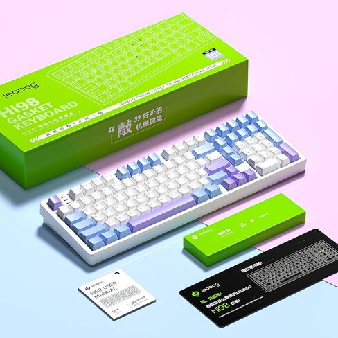 لوحة مفاتيح ميكانيكية LEOBOG HI98، لوحة مفاتيح سلكية للألعاب باللون الكريمي مع هيكل حشية مريح، لوحات مفاتيح RGB مخصصة قابلة للتبديل السريع لأجهزة Win/Mac/Android/Gamer - أرجواني، مفتاح Star Vector in Kuwait