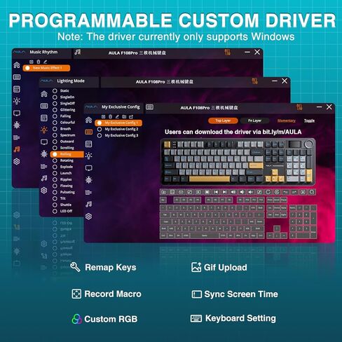 Aula F108 PRO - Wireless Mechanical Keyboard with Screen & Knob,Full Size Keyboard with 8000mAh Battery,Side Printed PBT Keycaps,RGB Backlit Hot Swappable Custom Gaming Keyboards (Renewed) in Saudi Arabia