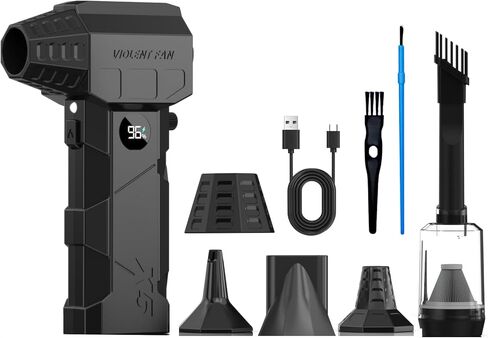 Compressed Air Duster, 180000RPM Electric Air Duster with Brushless Motor, Rechargeable Cordless Air Vacuum Blower Cleaning Kit with Display Screen and LED Light for Computer Keyboard Car and Outdoor in Saudi Arabia