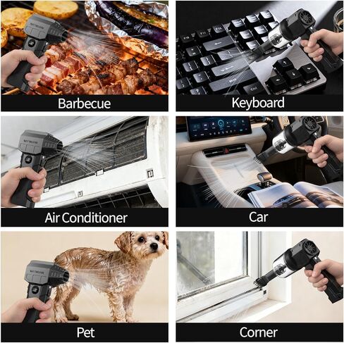 Compressed Air Duster, 180000RPM Electric Air Duster with Brushless Motor, Rechargeable Cordless Air Vacuum Blower Cleaning Kit with Display Screen and LED Light for Computer Keyboard Car and Outdoor in Saudi Arabia