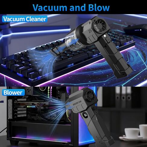 Compressed Air Duster, 180000RPM Electric Air Duster with Brushless Motor, Rechargeable Cordless Air Vacuum Blower Cleaning Kit with Display Screen and LED Light for Computer Keyboard Car and Outdoor in Saudi Arabia