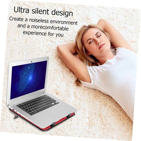 مبرد الكمبيوتر المحمول Sewroro مع مراوح USB مزدوجة هادئة وقاعدة تبريد خفيفة الوزن مع زوايا وتصميم مضاد للانزلاق لتقليل حرارة الكمبيوتر المحمول، أحمر محمول in Kuwait