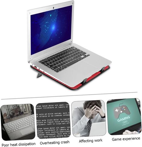 مبرد الكمبيوتر المحمول Sewroro مع مراوح USB مزدوجة هادئة وقاعدة تبريد خفيفة الوزن مع زوايا وتصميم مضاد للانزلاق لتقليل حرارة الكمبيوتر المحمول، أحمر محمول in Kuwait