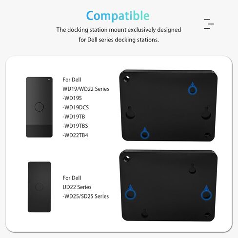 حامل IFCASE تحت المكتب/الجدار لمحطة إرساء Dell UD22، WD22TB4، WD19، WD19S، WD19TB، WD19TBS، WD19DCS مع حامل لبنة الطاقة (180 واط/130 واط) (أسود) in Kuwait
