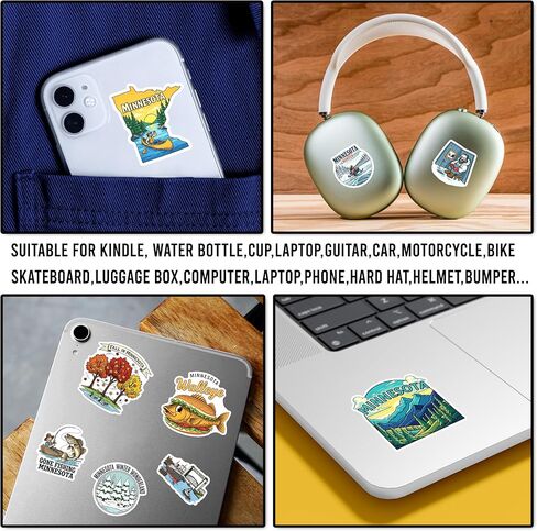 50 Pcs Minnesota Stickers US State Vinyl Decal Waterproof Travel Sticker Laptop Water Bottle Luggage Scrapbooking Journal Tablet Phone Cup Skateboard Bike Helmet Gifts for Teens Adults in Saudi Arabia