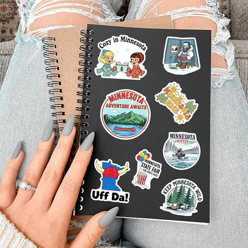 50 Pcs Minnesota Stickers US State Vinyl Decal Waterproof Travel Sticker Laptop Water Bottle Luggage Scrapbooking Journal Tablet Phone Cup Skateboard Bike Helmet Gifts for Teens Adults in Saudi Arabia