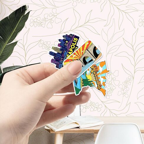 50 Pcs Minnesota Stickers US State Vinyl Decal Waterproof Travel Sticker Laptop Water Bottle Luggage Scrapbooking Journal Tablet Phone Cup Skateboard Bike Helmet Gifts for Teens Adults in Saudi Arabia