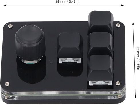 لوحة مفاتيح الألعاب الميكانيكية الصغيرة من هيودو، 4 مفاتيح مع مقبض، سلكية USB-C، إضاءة RGB، ماكرو قابل للبرمجة، مفتاح أزرق، أسود، التوصيل والتشغيل in Saudi Arabia