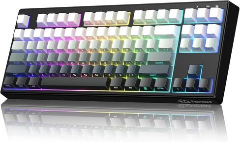 M87V2 87 Keys Membrane Gaming Wireless Keyboard,80% TKL Layout Side Printed Keys Retro Cute Creamy,RGB Backlit 4000mAh 2.4G/BT/Wired Computer Silent Keyboard for MAC PC-Gradient Black in Saudi Arabia