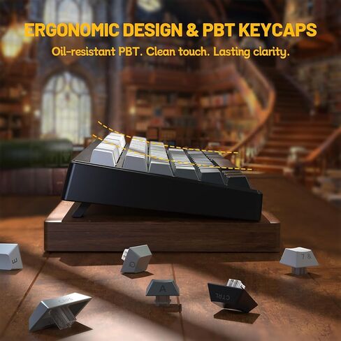 M87V2 87 Keys Membrane Gaming Wireless Keyboard,80% TKL Layout Side Printed Keys Retro Cute Creamy,RGB Backlit 4000mAh 2.4G/BT/Wired Computer Silent Keyboard for MAC PC-Gradient Black in Saudi Arabia