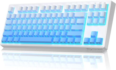 M87V2 87 Keys Membrane Gaming Wireless Keyboard,80% TKL Layout Side Printed Keys Retro Cute Creamy,RGB Backlit 4000mAh 2.4G/BT/Wired Computer Silent Keyboard for MAC PC-Gradient Black in Saudi Arabia
