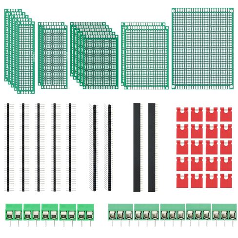 مجموعة 54 قطعة من لوحة PCB مزدوجة الجوانب في 5 أحجام من Perfboard تتضمن موصلات رأس 40 سنًا 2.54 مم لنماذج دائرة اللحام DIY المتوافقة مع مجموعات Arduino in Kuwait
