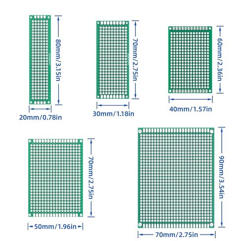 مجموعة 54 قطعة من لوحة PCB مزدوجة الجوانب في 5 أحجام من Perfboard تتضمن موصلات رأس 40 سنًا 2.54 مم لنماذج دائرة اللحام DIY المتوافقة مع مجموعات Arduino in Kuwait
