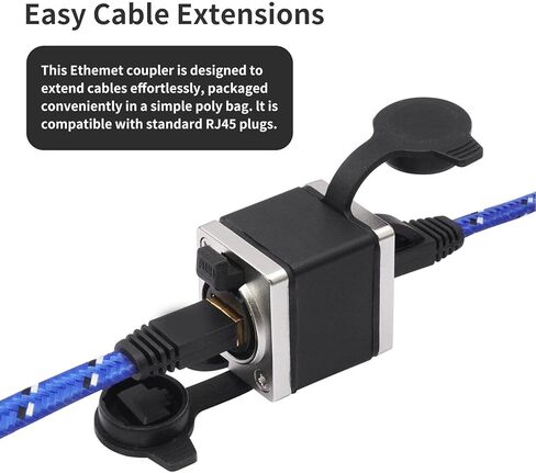 Yunseity RJ45 Coupler, IP68 Water Proof Female to Female Ethernet Cable Extender Connector with Locking System, for Cat5e Cat6 Cat7 Cat8 Cables and Outdoor Applications in Saudi Arabia