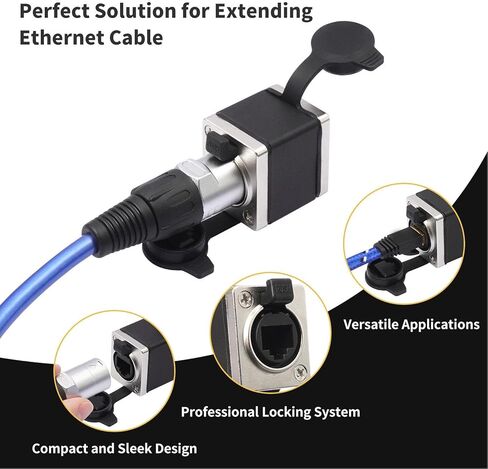 Yunseity RJ45 Coupler, IP68 Water Proof Female to Female Ethernet Cable Extender Connector with Locking System, for Cat5e Cat6 Cat7 Cat8 Cables and Outdoor Applications in Saudi Arabia
