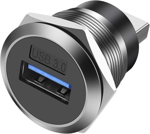 XMSJSIY 5 جيجابت في الثانية USB 3.0 لوحة تركيب ملولبة ثابتة مستديرة موصل محول نوع A أنثى إلى ذكر يمر عبر محول مقبس الحاجز لنقل البيانات والشحن - قطعة واحدة (فضي) in Saudi Arabia