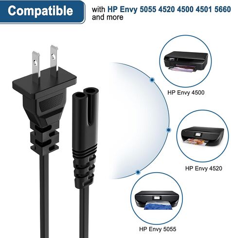 PKPOWER Power Cord Cable for HP Envy 5055 4520 4500 4501 5660 5530 5535 5540 5640 7640 7645, Printer Cable 2 Prong Replacement for HP Envy Laptop x360 13 15 17 Spectre 24 27 32 and More in Saudi Arabia
