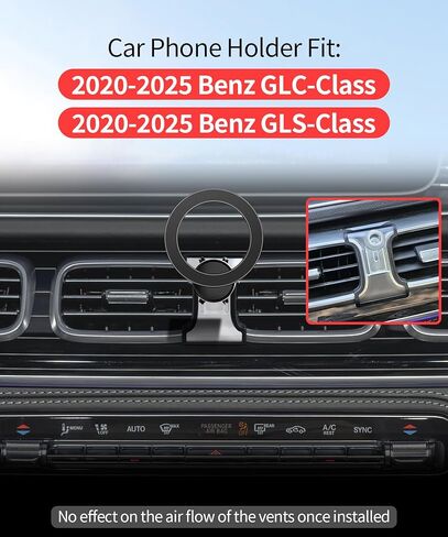 Car Phone Holder for 2020-2025 Mercedes Benz GLE Class GLS Class Accessories, 360° Rotation Phone Mount Compatible with MagSafe, Cell Phone Holder Does Not Affect Air Vent in Saudi Arabia