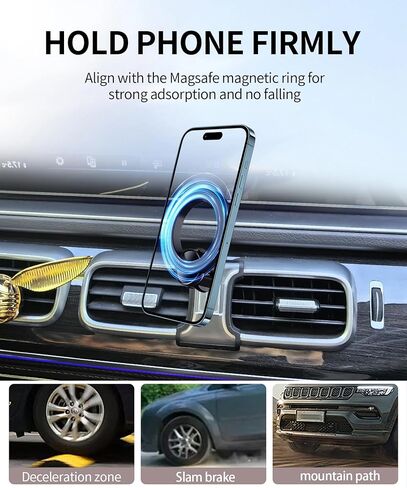 Car Phone Holder for 2020-2025 Mercedes Benz GLE Class GLS Class Accessories, 360° Rotation Phone Mount Compatible with MagSafe, Cell Phone Holder Does Not Affect Air Vent in Saudi Arabia