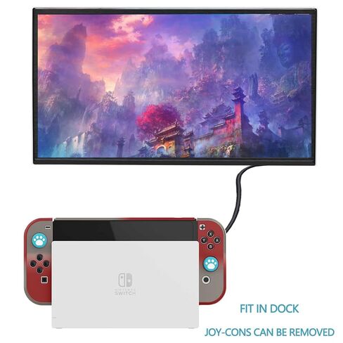 حافظة COMCOOL قابلة للإرساء لجهاز Nintendo Switch OLED - [حماية من السقوط من الدرجة العسكرية بطول 9 أقدام] [مع واقي شاشة من الزجاج المقسى ومقابض الإبهام] غطاء واقٍ لجهاز Nintendo Switch OLED - أحمر أوف وايت in Kuwait