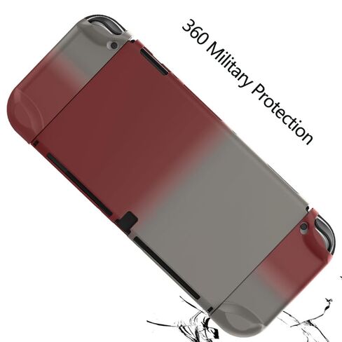 حافظة COMCOOL قابلة للإرساء لجهاز Nintendo Switch OLED - [حماية من السقوط من الدرجة العسكرية بطول 9 أقدام] [مع واقي شاشة من الزجاج المقسى ومقابض الإبهام] غطاء واقٍ لجهاز Nintendo Switch OLED - أحمر أوف وايت in Kuwait