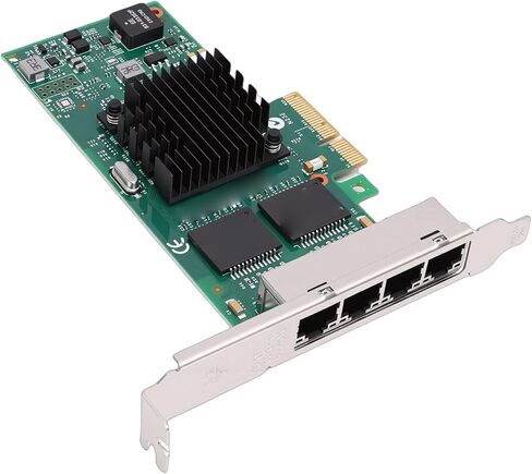 Yunseity 1G Gigabit Network Card, 4 Port PCI Express 2.0 X4 Ethernet Adapter with Large Receive and Transmit Buffers, for Servers Desktops and Industrial Setups in Saudi Arabia