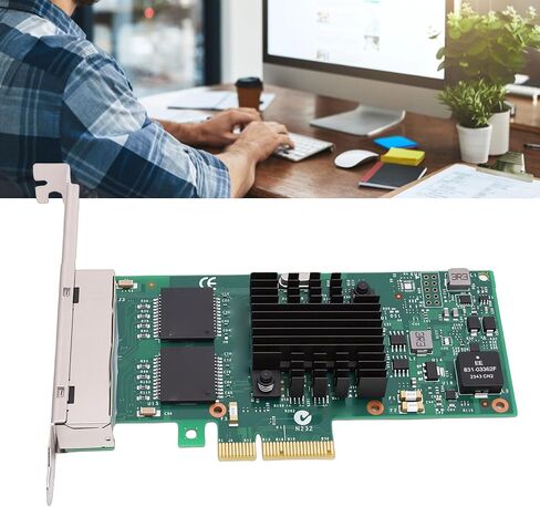 Yunseity 1G Gigabit Network Card, 4 Port PCI Express 2.0 X4 Ethernet Adapter with Large Receive and Transmit Buffers, for Servers Desktops and Industrial Setups in Saudi Arabia