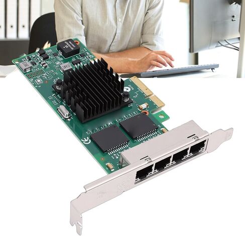Yunseity 1G Gigabit Network Card, 4 Port PCI Express 2.0 X4 Ethernet Adapter with Large Receive and Transmit Buffers, for Servers Desktops and Industrial Setups in Saudi Arabia