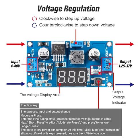 2 حزمة lm2596s dc-dc وحدة تحويل باك - قابل للتعديل 4-40 فولت إلى 1.25-37 فولت 2 أمبير مزود طاقة مع الفولتميتر LED، ومحول تعزيز باك in Kuwait