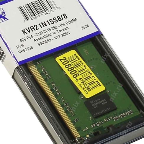Kingston ValueRAM 8GB 2133MHz DDR4 Non-ECC CL15 DIMM 1Rx8 Desktop Memory (KVR21N15S8/8) in Kuwait