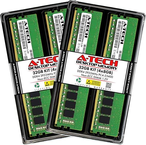 ذاكرة الوصول العشوائي A-Tech سعة 32 جيجابايت لجهاز QNAP TS-855X NAS | ترقية ذاكرة DDR4 2933 ميجا هرتز PC4-23400 DIMM 2Rx8 1.2V 288-Pin غير ECC UDIMM in Kuwait